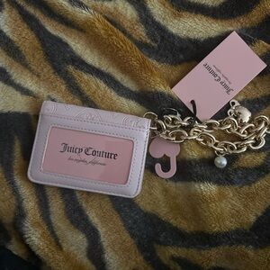 Juicy Couture Blush Card Holder with Gold Chain